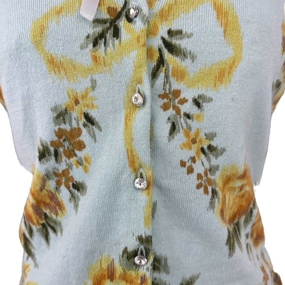 parfait FLORAL PRINT SHEER BACK CARDIGAN WITH W.D.N.Y. SILK SHELL - Picture 5 of 14
